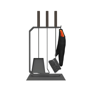 Židinio įrankiai SAVEN SET 6 L BLACK, trijų dalių židinio įrankių komplektas