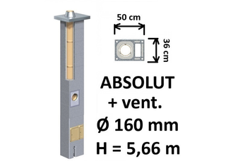 Kamino komplektas Schiedel Absolut Ø160 mm su ventiliaciniu kanalu, keramikinis dūmtraukis namams A, A+, A++ klasės
