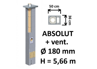 Kamino komplektas Schiedel Absolut Ø180 mm su ventiliaciniu kanalu, keramikinis dūmtraukis A++ energijai namams