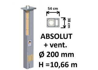 Kamino komplektas Schiedel Absolut Ø200 mm su ventiliaciniu kanalu, keramikinis dūmtraukis namams A, A+, A++