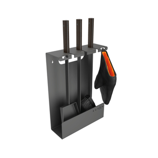 Židinio įrankiai SAVEN SET 4 L BLACK, trijų dalių židinio įrankių komplektas