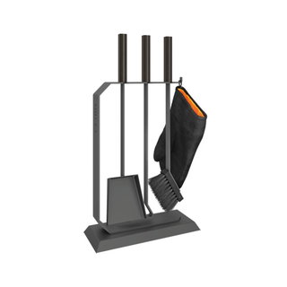 Židinio įrankiai SAVEN SET 6 L BLACK, trijų dalių židinio įrankių komplektas