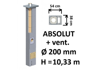 Kamino komplektas Schiedel Absolut Ø200 mm su ventiliaciniu kanalu, keramikinis dūmtraukis namams A, A+, A++