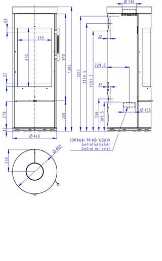 Romotop ALEA 02 lenktas apvalus židinys - apvali krosnelė su akmens plokšte