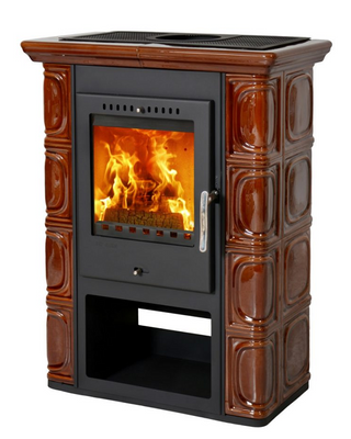 THORMA BORGHOLM Keramik - riešutmedžio spalvos keraminė malkinė krosnelė, 7 kW (Copy)