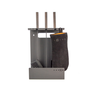 Židinio įrankiai SAVEN SET 4 L BLACK, trijų dalių židinio įrankių komplektas