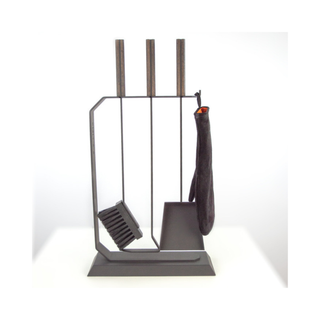 Židinio įrankiai SAVEN SET 6 L BLACK, trijų dalių židinio įrankių komplektas