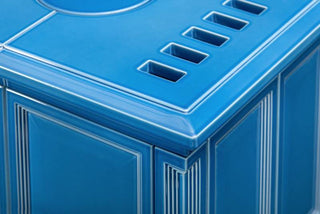 Romotop GREMIO 1 akumuliacinis židinys – akumuliacinė krosnelė su kokliais. Keramikos apdaila / pasirink spalvą