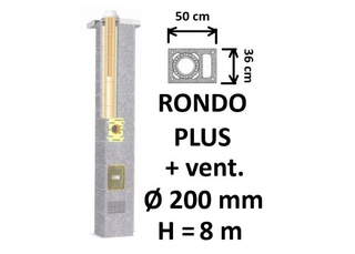 Kamino komplektas SCHIEDEL RONDO PLUS Ø200 mm su ventiliaciniu kanalu B, C, D klasės namams