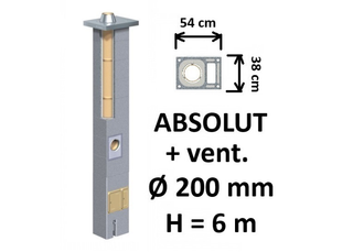 Kamino komplektas Schiedel Absolut Ø200 mm su ventiliaciniu kanalu, keramikinis dūmtraukis namams A, A+, A++