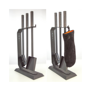 Židinio įrankiai SAVEN SET 6 L BLACK, trijų dalių židinio įrankių komplektas