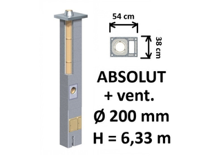 Kamino komplektas Schiedel Absolut Ø200 mm su ventiliaciniu kanalu, keramikinis dūmtraukis namams A, A+, A++