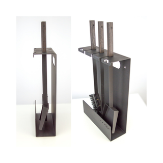 Židinio įrankiai SAVEN SET 4 L BLACK, trijų dalių židinio įrankių komplektas