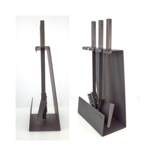 Židinio įrankiai SAVEN SET 4 L BLACK, trijų dalių židinio įrankių komplektas