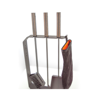 Židinio įrankiai SAVEN SET 6 L BLACK, trijų dalių židinio įrankių komplektas