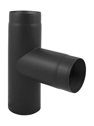 DARCO D-200 mm dūmtraukio trišakis 90 laipsnių. Kamino pajungimo trišakis židiniams ir krosnelėms. Juodas dūmų pajungimo trišakis.