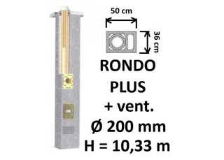 Kamino komplektas SCHIEDEL RONDO PLUS Ø200 mm su ventiliaciniu kanalu B, C, D klasės namams