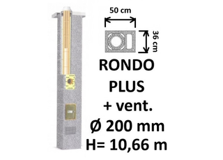 Kamino komplektas SCHIEDEL RONDO PLUS Ø200 mm su ventiliaciniu kanalu B, C, D klasės namams