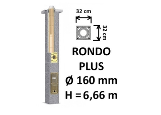 Kamino komplektas SCHIEDEL RONDO PLUS Ø160 mm, B, C, D klasės namams. Keramikinis kaminas. Keraminio dūmtraukio komplektas.