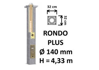 Kamino komplektas SCHIEDEL RONDO PLUS Ø140 mm, B, C, D klasės namams. Keramikinis kaminas. Keraminio dūmtraukio komplektas.