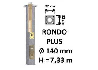 Kamino komplektas SCHIEDEL RONDO PLUS Ø140 mm, B, C, D klasės namams. Keramikinis kaminas. Keraminio dūmtraukio komplektas.