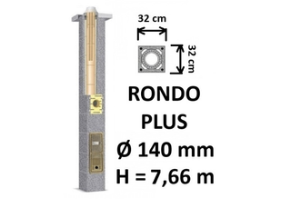 Kamino komplektas SCHIEDEL RONDO PLUS Ø140 mm, B, C, D klasės namams. Keramikinis kaminas. Keraminio dūmtraukio komplektas.