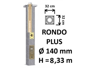 Kamino komplektas SCHIEDEL RONDO PLUS Ø140 mm, B, C, D klasės namams. Keramikinis kaminas. Keraminio dūmtraukio komplektas.