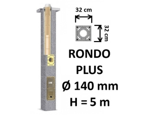 Kamino komplektas SCHIEDEL RONDO PLUS Ø140 mm, B, C, D klasės namams. Keramikinis kaminas. Keraminio dūmtraukio komplektas.
