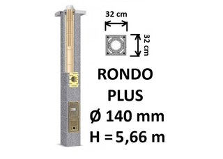 Kamino komplektas SCHIEDEL RONDO PLUS Ø140 mm, B, C, D klasės namams. Keramikinis kaminas. Keraminio dūmtraukio komplektas.