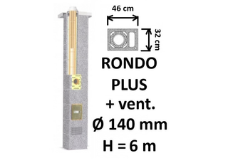 Kamino komplektas SCHIEDEL RONDO PLUS Ø140 mm su ventiliaciniu kanalu B, C, D klasės namams. Keramikinis dūmtraukis