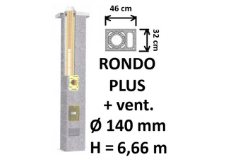 Kamino komplektas SCHIEDEL RONDO PLUS Ø140 mm su ventiliaciniu kanalu B, C, D klasės namams. Keramikinis dūmtraukis