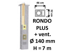 Kamino komplektas SCHIEDEL RONDO PLUS Ø140 mm su ventiliaciniu kanalu B, C, D klasės namams. Keramikinis dūmtraukis