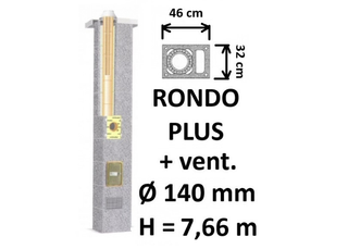 Kamino komplektas SCHIEDEL RONDO PLUS Ø140 mm su ventiliaciniu kanalu B, C, D klasės namams. Keramikinis dūmtraukis