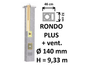 Kamino komplektas SCHIEDEL RONDO PLUS Ø140 mm su ventiliaciniu kanalu B, C, D klasės namams. Keramikinis dūmtraukis