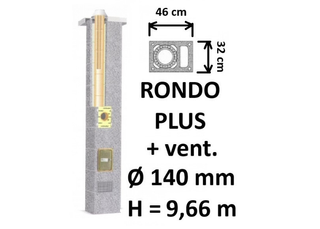 Kamino komplektas SCHIEDEL RONDO PLUS Ø140 mm su ventiliaciniu kanalu B, C, D klasės namams. Keramikinis dūmtraukis