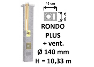 Kamino komplektas SCHIEDEL RONDO PLUS Ø140 mm su ventiliaciniu kanalu B, C, D klasės namams. Keramikinis dūmtraukis