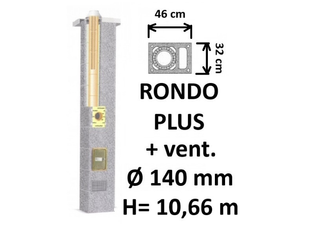 Kamino komplektas SCHIEDEL RONDO PLUS Ø140 mm su ventiliaciniu kanalu B, C, D klasės namams. Keramikinis dūmtraukis