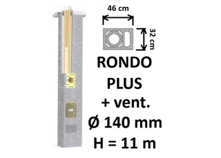 Kamino komplektas SCHIEDEL RONDO PLUS Ø140 mm su ventiliaciniu kanalu B, C, D klasės namams. Keramikinis dūmtraukis