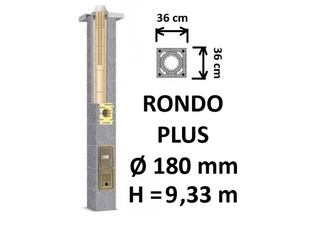 Kamino komplektas SCHIEDEL RONDO PLUS Ø180 mm, B, C, D klasės namams. Keramikinis kaminas. Keraminio dūmtraukio komplektas.