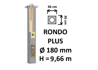 Kamino komplektas SCHIEDEL RONDO PLUS Ø180 mm, B, C, D klasės namams. Keramikinis kaminas. Keraminio dūmtraukio komplektas.
