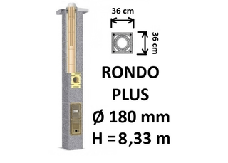 Kamino komplektas SCHIEDEL RONDO PLUS Ø180 mm, B, C, D klasės namams. Keramikinis kaminas. Keraminio dūmtraukio komplektas.