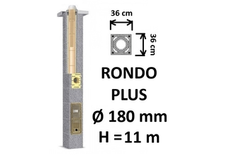 Kamino komplektas SCHIEDEL RONDO PLUS Ø180 mm, B, C, D klasės namams. Keramikinis kaminas. Keraminio dūmtraukio komplektas.