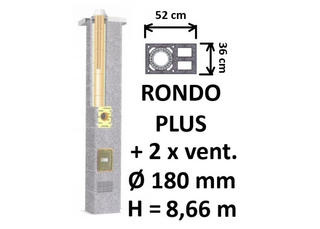 Kamino komplektas SCHIEDEL RONDO PLUS Ø180 mm su 2 ventiliaciniais kanalais B, C, D klasės namams Keramikinis dūmtraukio komplektas