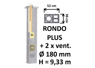 Kamino komplektas SCHIEDEL RONDO PLUS Ø180 mm su 2 ventiliaciniais kanalais B, C, D klasės namams Keramikinis dūmtraukio komplektas