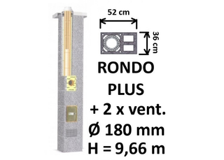 Kamino komplektas SCHIEDEL RONDO PLUS Ø180 mm su 2 ventiliaciniais kanalais B, C, D klasės namams Keramikinis dūmtraukio komplektas