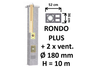 Kamino komplektas SCHIEDEL RONDO PLUS Ø180 mm su 2 ventiliaciniais kanalais B, C, D klasės namams Keramikinis dūmtraukio komplektas