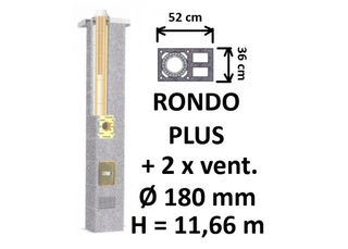 Kamino komplektas SCHIEDEL RONDO PLUS Ø180 mm su 2 ventiliaciniais kanalais B, C, D klasės namams Keramikinis dūmtraukio komplektas