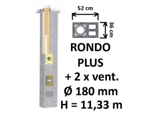 Kamino komplektas SCHIEDEL RONDO PLUS Ø180 mm su 2 ventiliaciniais kanalais B, C, D klasės namams Keramikinis dūmtraukio komplektas