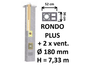 Kamino komplektas SCHIEDEL RONDO PLUS Ø180 mm su 2 ventiliaciniais kanalais B, C, D klasės namams Keramikinis dūmtraukio komplektas