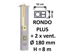 Kamino komplektas SCHIEDEL RONDO PLUS Ø180 mm su 2 ventiliaciniais kanalais B, C, D klasės namams Keramikinis dūmtraukio komplektas